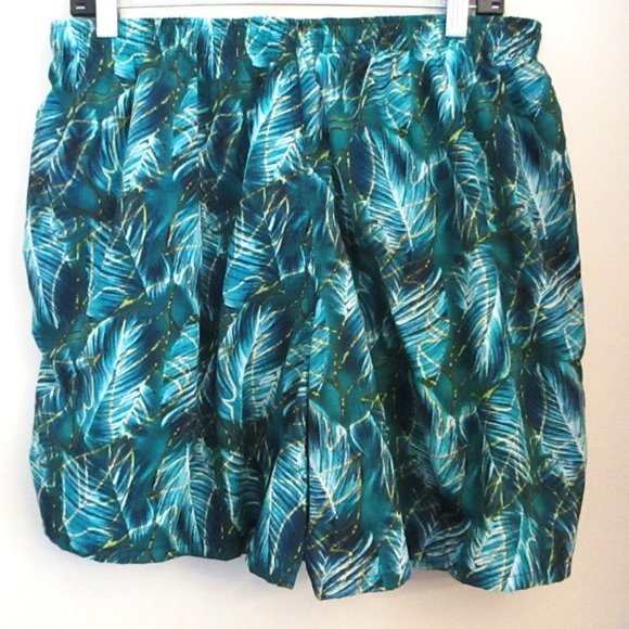 Speedo Men's Swim Trunks, Blue & Green Leaf Print, Pockets, Size XL - Picture 4 of 12